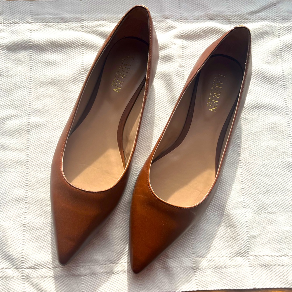 Lauren Ralph Lauren Londyn Burnished Leather Ballet Flats 8.5